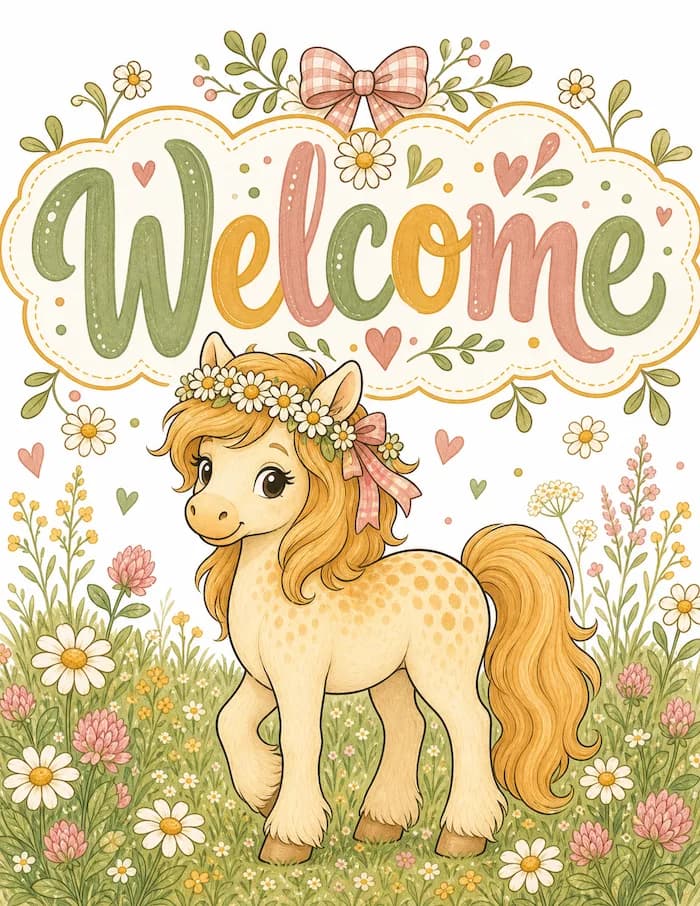 Welcome page from Clover's Cozy Horse Adventures