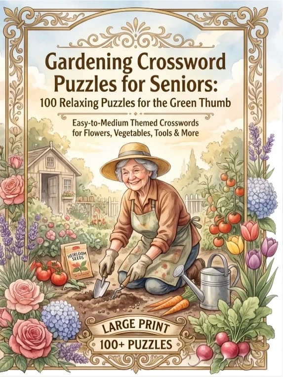 Gardening Crossword Puzzles for Seniors front cover