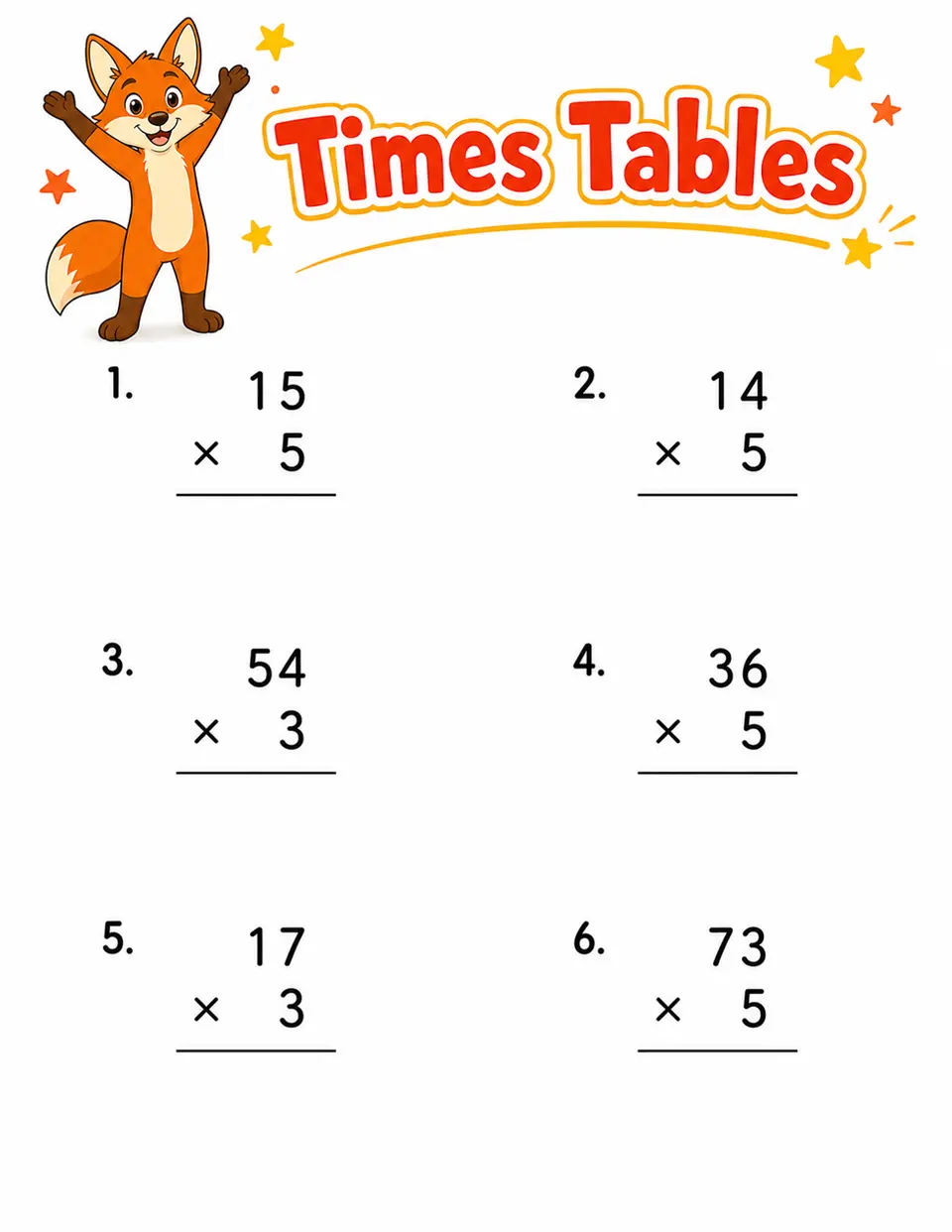 Multiplication worksheet featuring Pip
